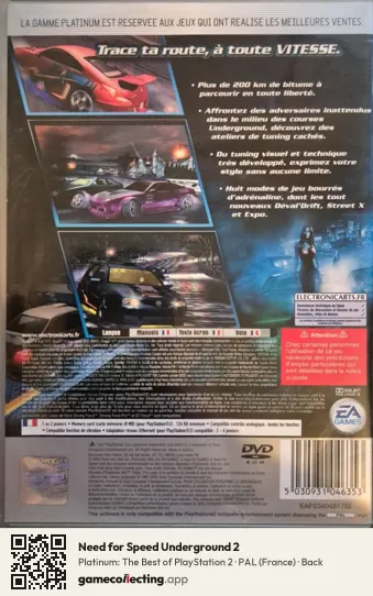 Need for Speed Underground 2 PlayStation 2, France box back