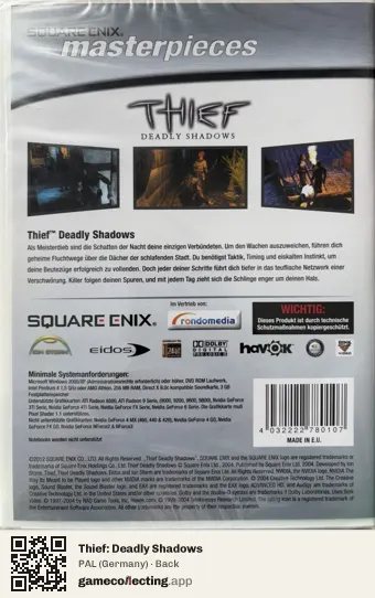 Thief: Deadly Shadows Computer, Germany box back