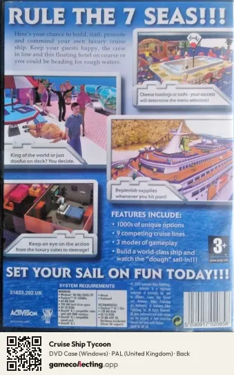 Cruise Ship Tycoon Computer, United Kingdom box back