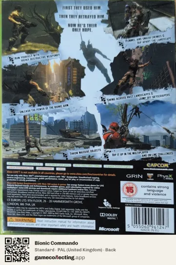 Bionic Commando Xbox 360, United Kingdom box back