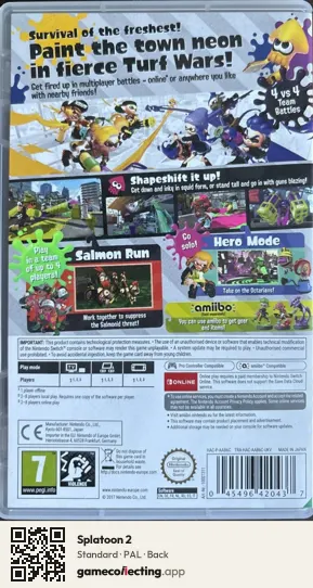 Splatoon 2 Nintendo Switch, PAL box back