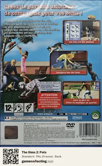 The Sims 2: Pets PlayStation 2, France box back