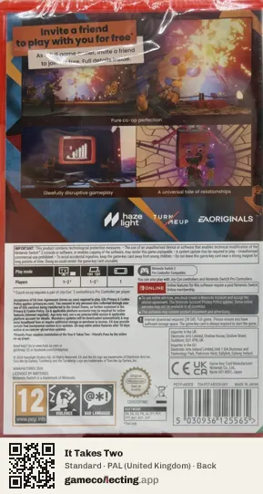 It Takes Two Nintendo Switch 2, United Kingdom box back