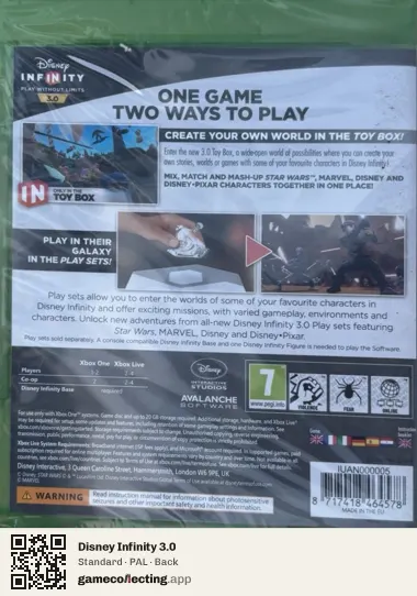 Disney Infinity 3.0 Xbox 360, PAL box back
