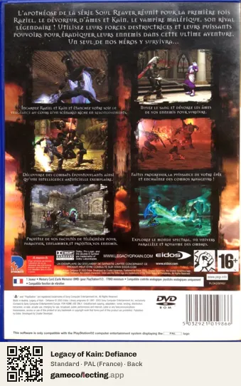 Legacy of Kain: Defiance PlayStation 2, France box back
