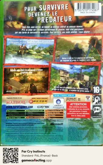Far Cry Instincts Xbox, France box back