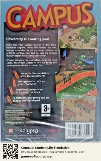 Campus: Student Life Simulation Computer, United Kingdom box back
