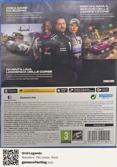 Grid Legends PlayStation 5, Italy box back