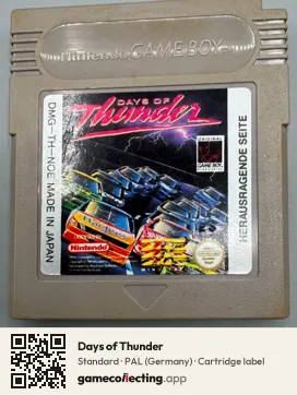 Days of Thunder Game Boy, PAL cartridge label