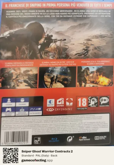 Sniper Ghost Warrior Contracts 2 PlayStation 4, Italy box back
