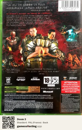 Doom 3 Xbox, France box back