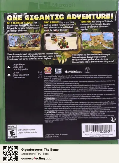 Gigantosaurus: The Game Xbox One, NTSC box back