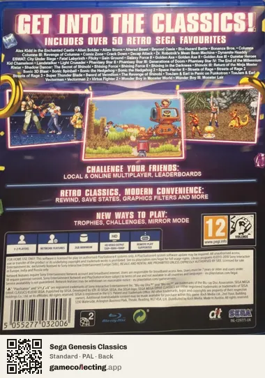 Sega Genesis Classics PlayStation 4, PAL box back