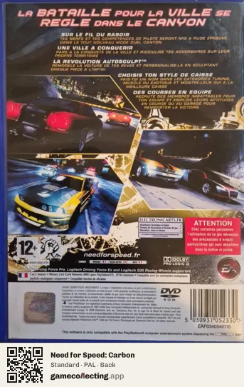 Need for Speed: Carbon PlayStation 2, PAL box back
