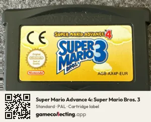 Super Mario Advance 4: Super Mario Bros. 3 Game Boy Advance, PAL cartridge label