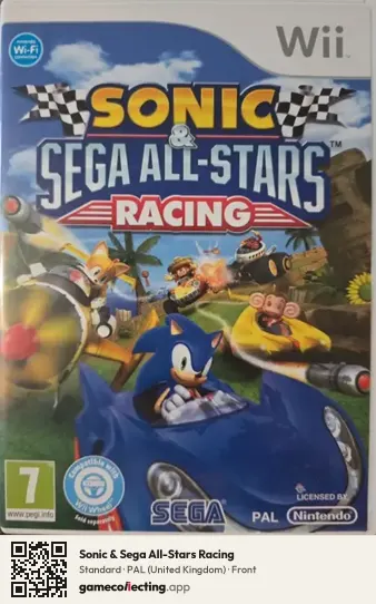 Sonic & Sega All-Stars Racing Nintendo Wii, United Kingdom box front