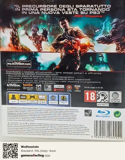 Wolfenstein PlayStation 3, Italy box back