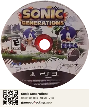 Sonic Generations PlayStation 3, NTSC disc