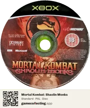 Mortal Kombat: Shaolin Monks Xbox, PAL disc