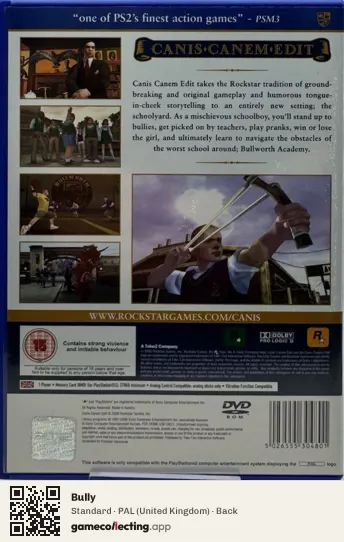 Bully PlayStation 2, United Kingdom box back