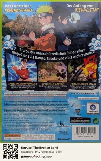 Naruto: The Broken Bond Xbox 360, Germany box back