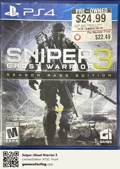 Sniper: Ghost Warrior 3 PlayStation 4, NTSC box front