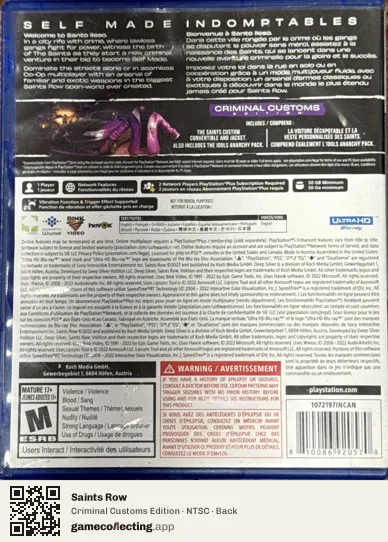 Saints Row PlayStation 5, NTSC box back