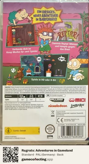 Rugrats: Adventures in Gameland Nintendo Switch, Germany box back