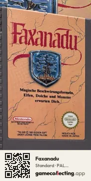 Faxanadu Nintendo Entertainment System, PAL cartridge label