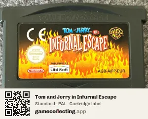 Tom and Jerry in Infurnal Escape Game Boy Advance, PAL cartridge label