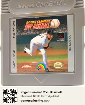Roger Clemens' MVP Baseball Game Boy, NTSC cartridge label