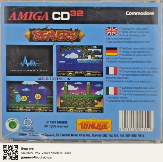Beavers Amiga CD32, United Kingdom box back