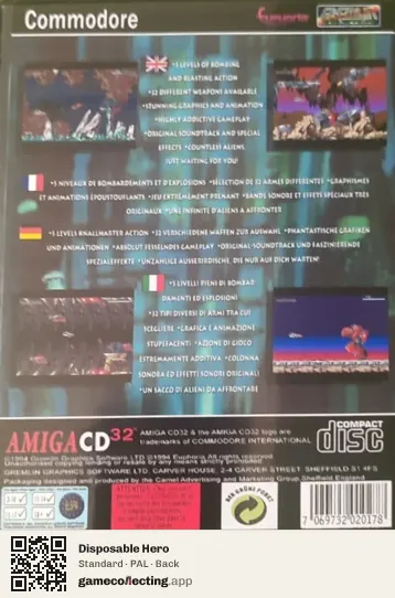 Disposable Hero Amiga CD32, PAL box back