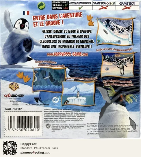 Happy Feet Game Boy Advance, France box back