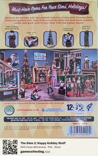 The Sims 2: Happy Holiday Stuff Computer, PAL box back