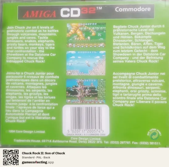 Chuck Rock II: Son of Chuck Amiga CD32, PAL box back