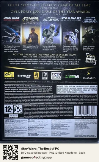 Star Wars: The Best of PC Computer, United Kingdom box back
