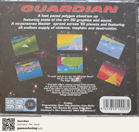 Guardian Amiga CD32, PAL box back