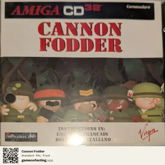 Cannon Fodder Amiga CD32, PAL box front