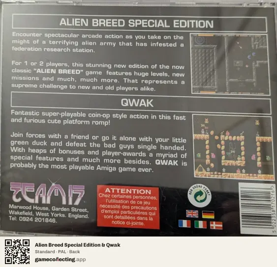 Alien Breed Special Edition & Qwak Amiga CD32, PAL box back
