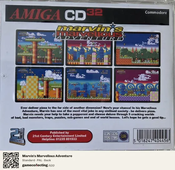 Marvin's Marvellous Adventure Amiga CD32, PAL box back