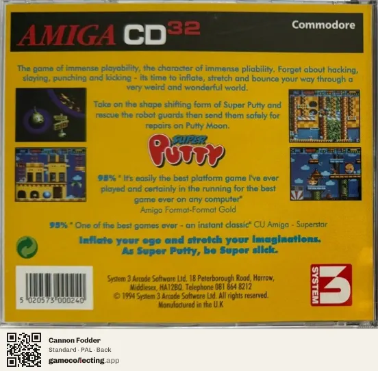 Cannon Fodder Amiga CD32, PAL box back