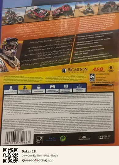 Dakar 18 PlayStation 4, PAL box back