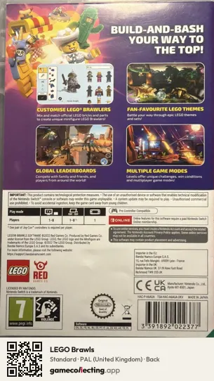 LEGO Brawls Nintendo Switch, United Kingdom box back