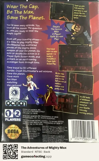 The Adventures of Mighty Max Sega Mega Drive / Genesis, NTSC box back