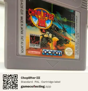 Choplifter III Game Boy, PAL cartridge label