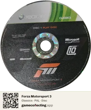 Forza Motorsport 3 Xbox 360, PAL disc