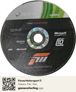 Forza Motorsport 3 Xbox 360, PAL disc