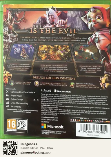 Dungeons 4 Xbox Series X, PAL box back