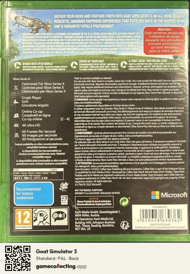 Goat Simulator 3 Xbox Series X, PAL box back